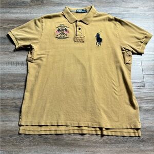 Polo Ralph Lauren Rugby Polo Shirt United States USA Flag Patch Beige XXL